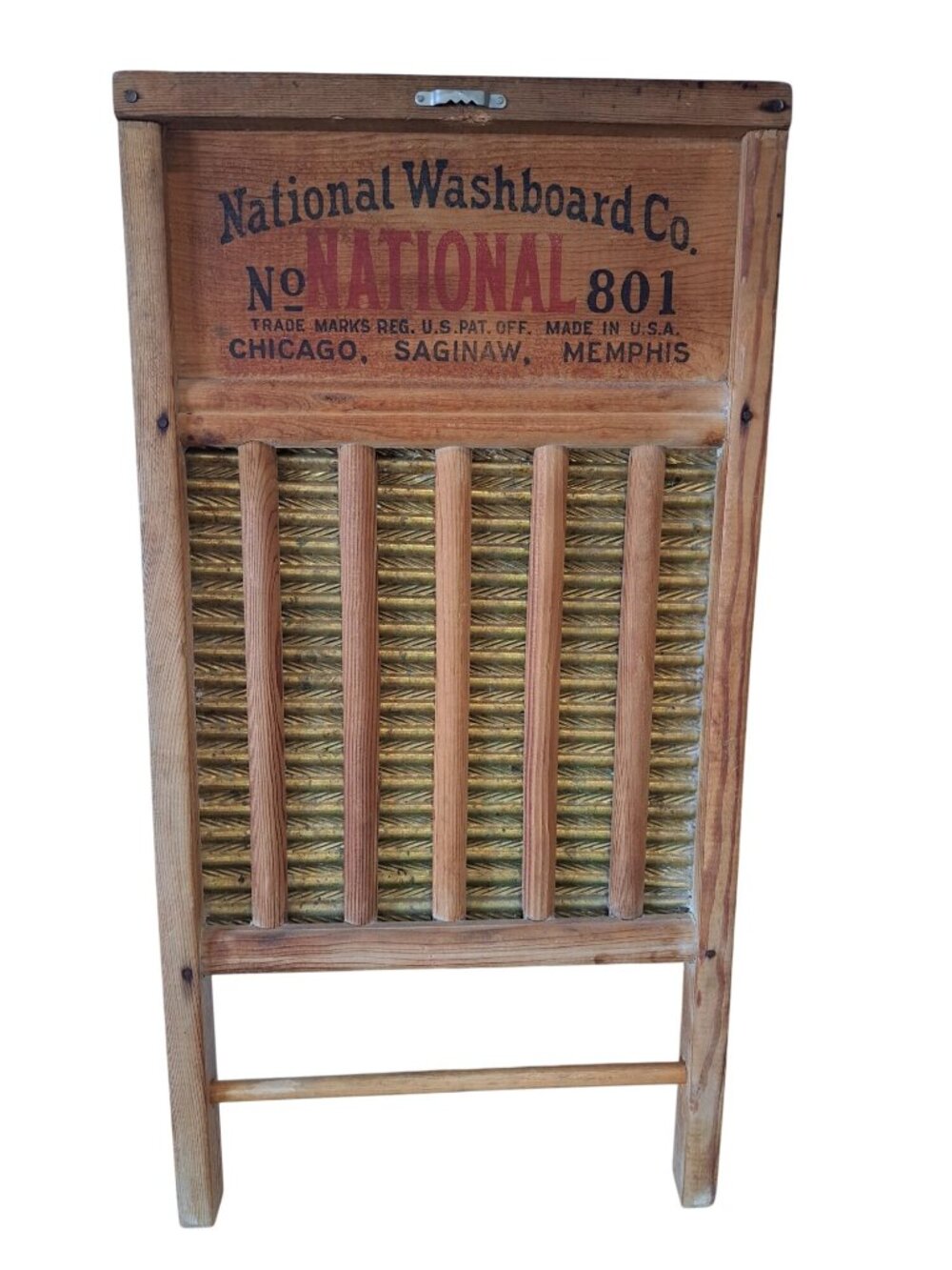 National Washboard Co. No. 801 The Brass King Vintage Washboard Wood USA Laundry